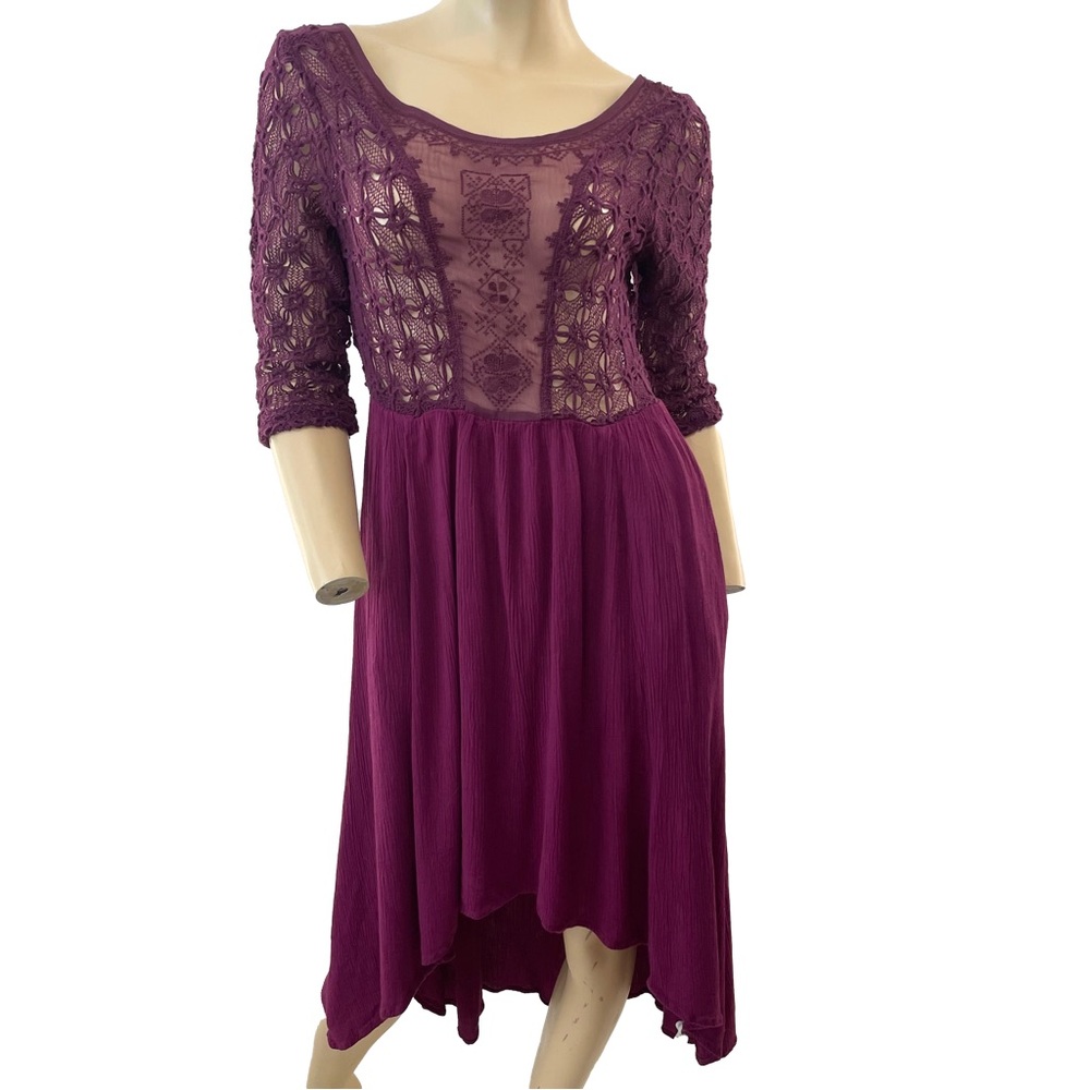 Free People- Lonesome Dove Asymmetrical High-Low Purple Dress- Small